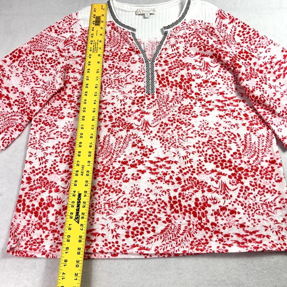 Suzanne Betro Weekend Floral Top Women's Size Plus 2X V Neck - Picture 5 of 8